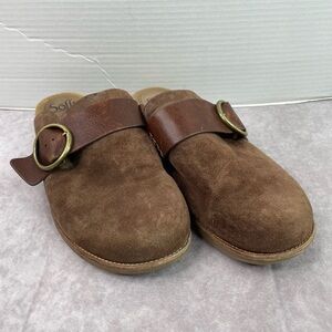 Sofft Billie Clog Sandals Slippers Womens 10M Brown Leather Mule Comfort Shoe